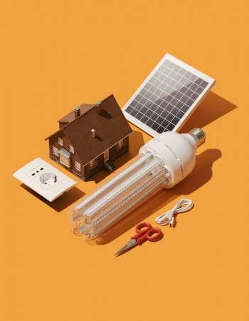Home renovation and electrical system innovation: solar panel, energy saving lamp and model house